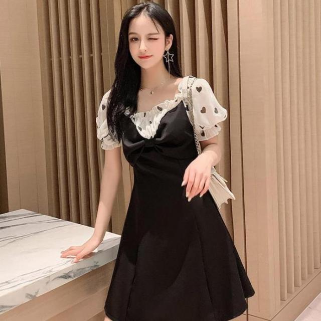 レディース春夏 2way 甘かわ フェミニン 足長 ハート 柄 リボン プチプラ オープンショルダー 半袖 ワンピース フリル ガーリー ゆめの通販はau Pay マーケット Retel