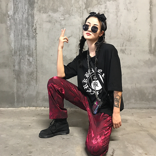 即納あり チャイナ柄 ワイド ストレート パンツ レディース 薄手 スウェット ストリート カジュアル ダンス 赤 黒の通販はau Pay マーケット Love Ride おしゃれセレクトショップ