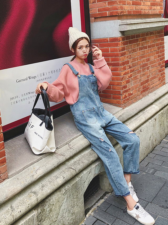 デニム オールインワン サロペット レディース オーバーオール ゆったり ボトムス ジーンズ ダメージ加工の通販はau Pay マーケット Love Ride おしゃれセレクトショップ