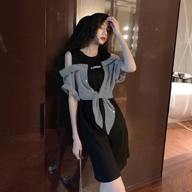 ワンピース ドレス 膝丈 オフショルダー 肩出し ノースリーブ シャツワンピース 半袖 リボン かっこいい 代 30代 デート おでかけ リゾの通販はau Pay マーケット ショップセキガワ