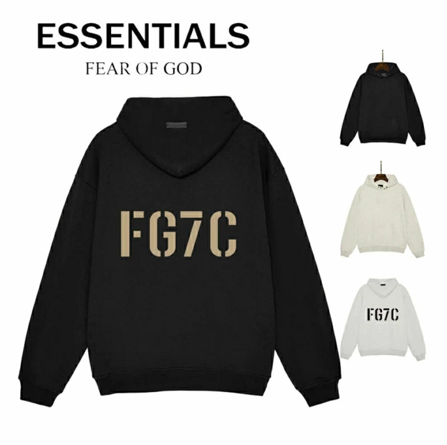 ESSENTIALS パーカー 人気 大きいサイズ プルパーカー フード付き 長袖トップス トレーナー ストリート スウェット FG7C カジュアル 無地 シンプル プルオーバースウェット メンズ レディース 春 秋 冬服  [並行輸入品]