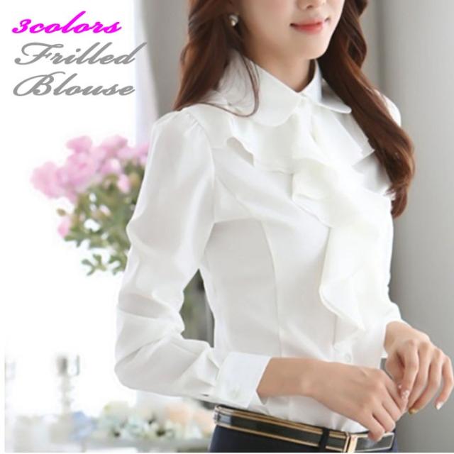 ルネ　34 ホワイトフリル長袖ブラウス　コーラス　発表会　入学式　卒業式 ルネ 34 ホワイトフリル長袖ブラウス コーラス 発表会 入学式