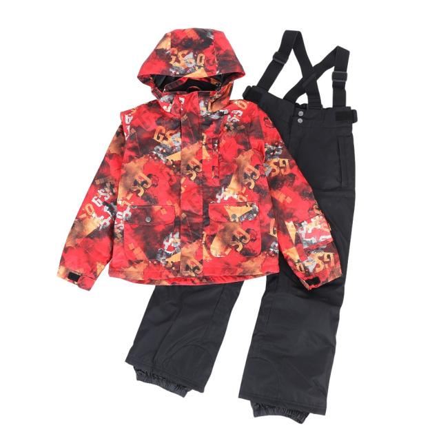 GS-9(GS-9)ジュニア スキーウェア スーツ 上下セット タイポグラフィスーツ 321NN2HHM0041 RED レッ…
