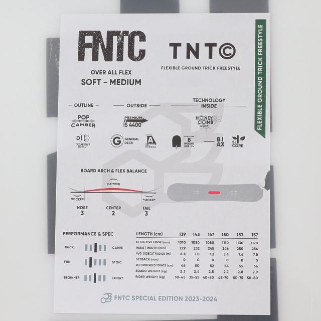 【ポイント5％！5/3 21:00〜22:59限定】エフエヌティシー(FNTC)スノーボード 板 FLEXIBLE GROUND TRICK FREESTYLE TNT C 24…_7