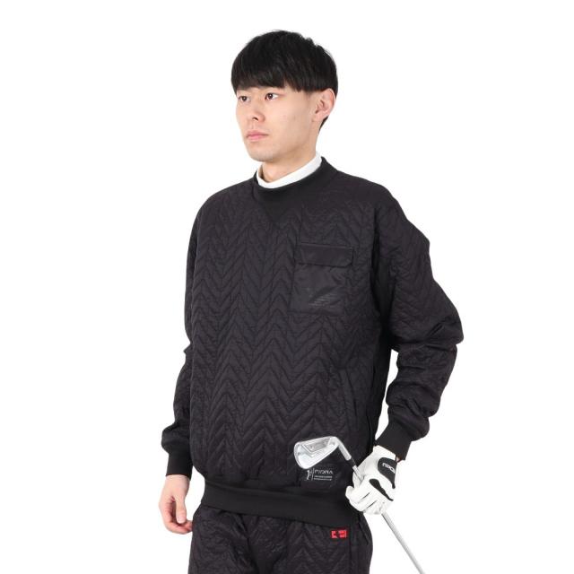 フィドラ(FIDRA)ゴルフウェア アウター 中綿 ヘリンボーンキルトプルオーバー FV5STY06 BLK(Men’s)
