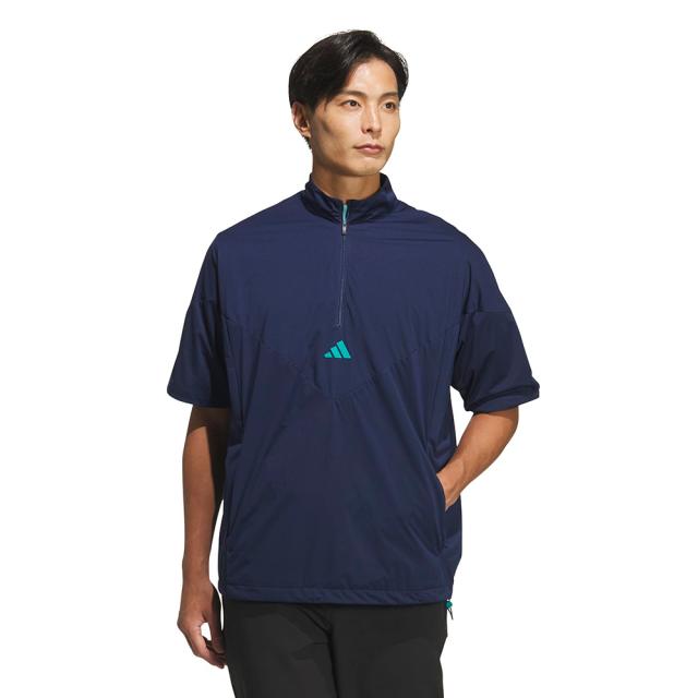 アディダス(adidas)ゴルフウェア アウター 撥水 防風 コードカオス ハーフジップ 半袖ウィンド UV105-KE665…