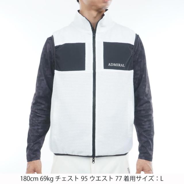 アドミラル ゴルフ(Admiral GOLF)ゴルフウェア リバーシブル ボアベスト ADMA578-WHT(Men’s)_1