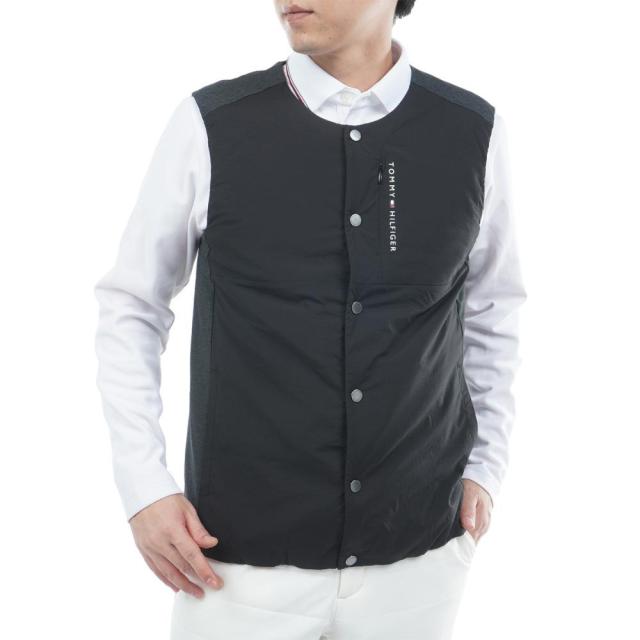 トミーヒルフィガーゴルフ(  GOLF)ゴルフウェア 防風 ノーカラー中綿ベスト THMA585-B…