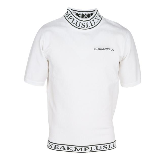 リュクスエイケイエムプラス(LUXEAKMPLUS)ゴルフウェア カラーロゴ 半袖ニットTシャツ LAK-25001white…