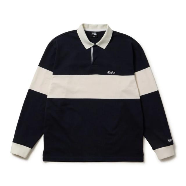 ニューエラ(NEW ERA)ゴルフウェア 吸汗速乾 長袖 ラグビーシャツ ボーダー ネイビー 14669854(Men’s、L…