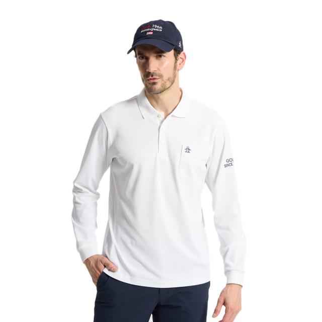 マンシング(MUNSING)ゴルフウェア 吸汗速乾 サイドメッシュ長袖ポロシャツ MG6SLS38M WH00(Men’s)
