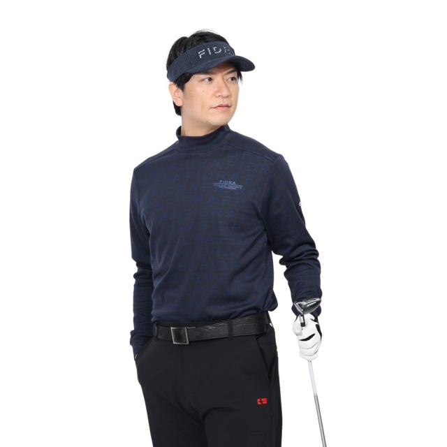 【ポイント5％！2/23 21:00〜22:59限定】フィドラ(FIDRA)ゴルフウェア 吸湿 発熱 FIDRAロゴ 長袖 ハイネック FD5STG10 NVY(Men’s)