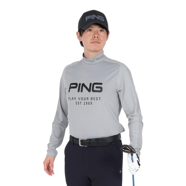 ピン(PING)ゴルフウェア メッシュボーダー ジャガード 長袖ハイネックシャツ 621-5166101-020(Men’s)