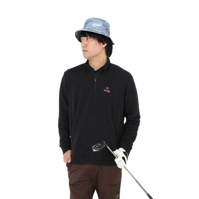 ピン(PING)ゴルフウェア 長袖 ドライミックス ベアインレイハーフジップカットソー 621-5266901-010(Men…
