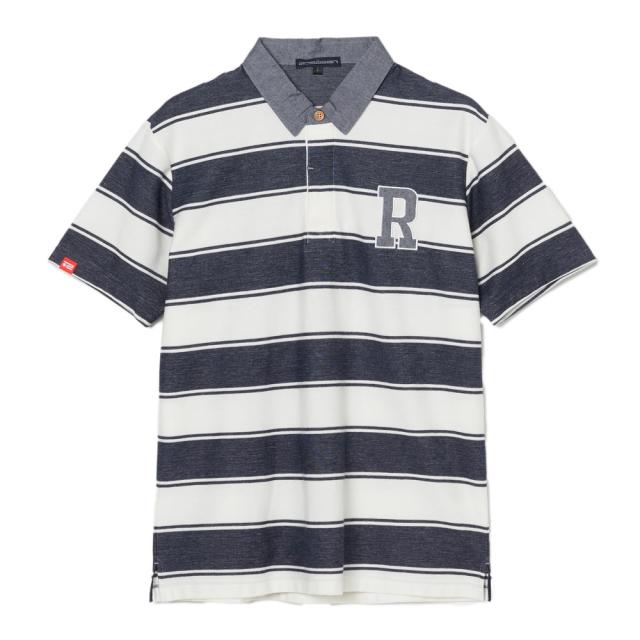 ROSASEN(ROSASEN)ゴルフウェア 鬼鹿の子 ボーダー 半袖ポロシャツ 044-23243-25SS-098(Men…