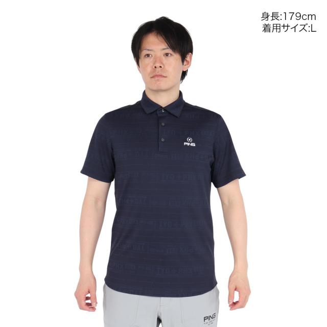 ピン(PING)ゴルフウェア チケット柄ジャガード 半袖ポロシャツ 621-5160219-120(Men’s)_1