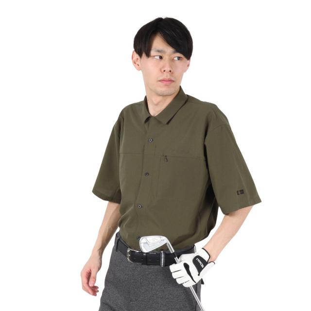 FIDRA VERA(FIDRA VERA)ゴルフウェア 高通気 半袖 フルオープンウーブンシャツ FV5TTG04 KHK(…