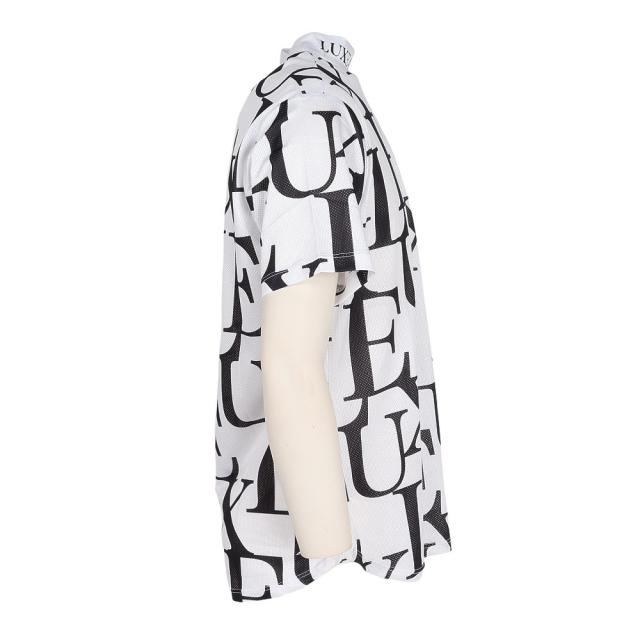 リュクスエイケイエムプラス(LUXEAKMPLUS)ゴルフウェア 総柄半袖モックネックTシャツ LAT-25004white(…_3