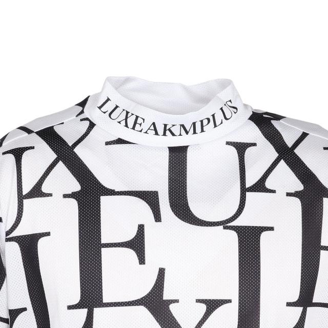 リュクスエイケイエムプラス(LUXEAKMPLUS)ゴルフウェア 総柄半袖モックネックTシャツ LAT-25004white(…_4