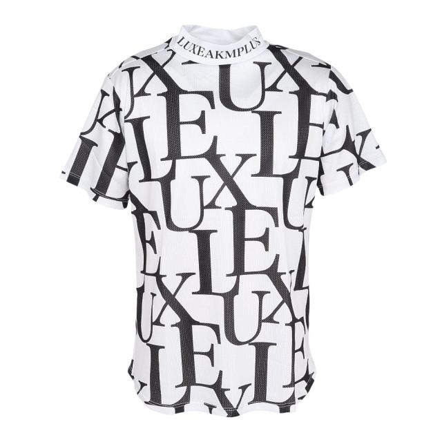 リュクスエイケイエムプラス(LUXEAKMPLUS)ゴルフウェア 総柄半袖モックネックTシャツ LAT-25004white(…