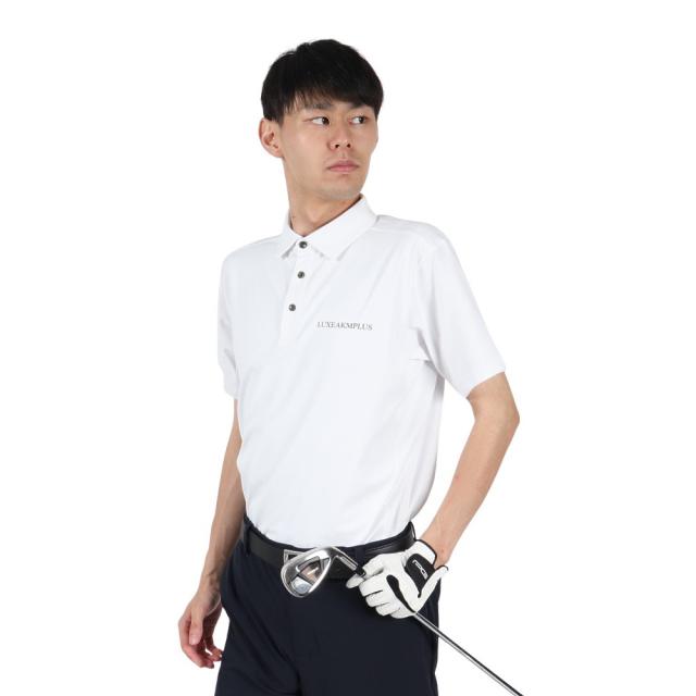 リュクスエイケイエムプラス(LUXEAKMPLUS)ゴルフウェア ヘムロゴ 半袖ポロシャツ LAH-25003white(Me…