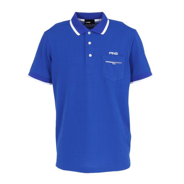 ピン(PING)ゴルフウェア スナップテックス半袖ラインポロシャツ 621-6160201-110(Men’s)