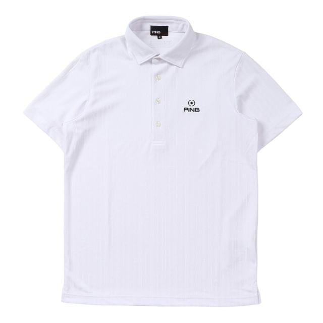 ピン(PING)ゴルフウェア 凸凹 ストライプジャガード 半袖ポロシャツ 621-6160307-030(Men’s)