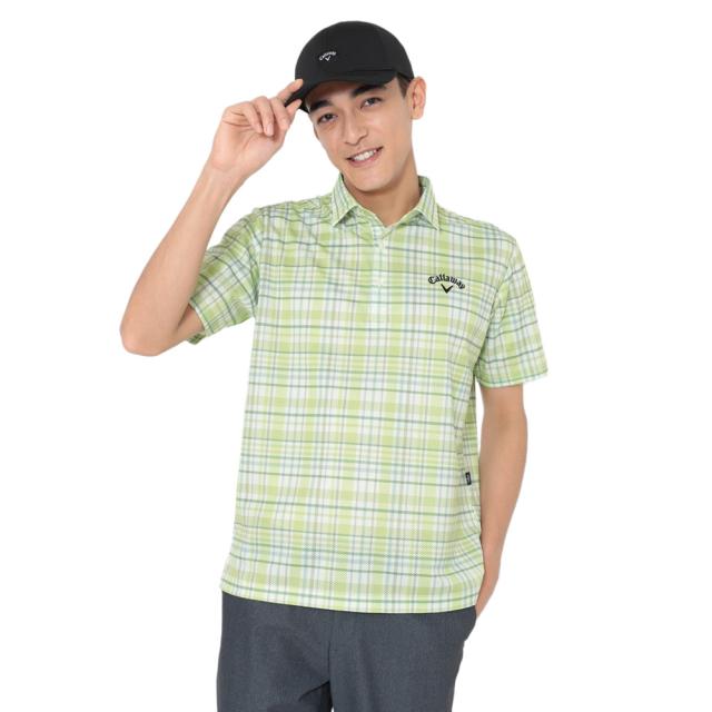 キャロウェイ(CALLAWAY)ゴルフウェア かざあなメッシュチェック総柄半袖シャツ C26134126-1130(Men’s)