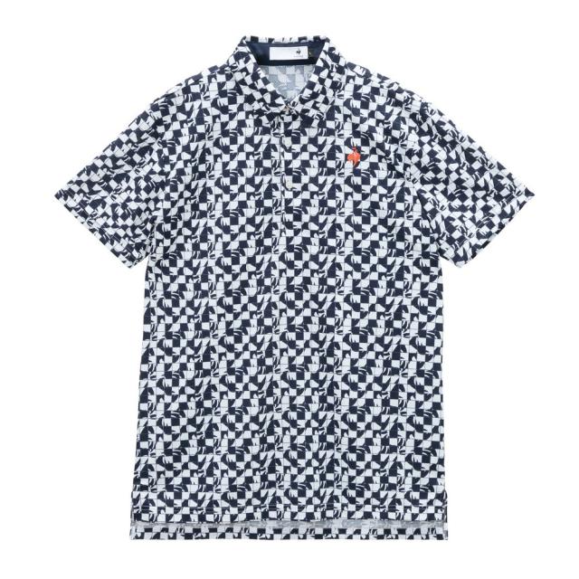 【ポイント5％！5/3 21:00〜22:59限定】ルコックスポルティフ(lecoqsportif)ゴルフウェア 吸汗速乾 ルースタータイル柄 半袖ポロシャツ LG6SHS02M…