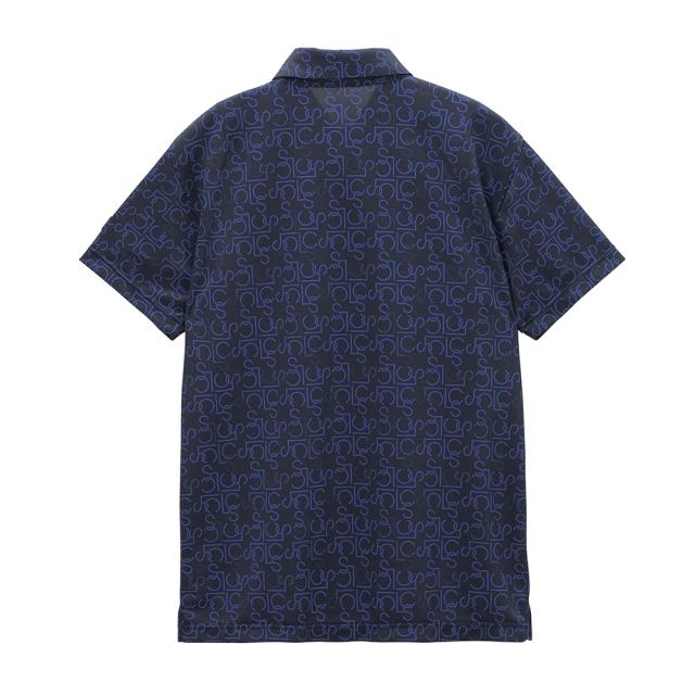 【ポイント5％！5/3 21:00〜22:59限定】ルコックスポルティフ(lecoqsportif)ゴルフウェア モノグラム柄半袖シャツ LG6SHS05M NV00(Men’s)_1