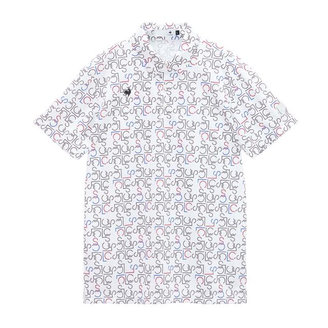 【ポイント5％！5/3 21:00〜22:59限定】ルコックスポルティフ(lecoqsportif)ゴルフウェア モノグラム柄半袖シャツ LG6SHS05M WH00(Men’s)