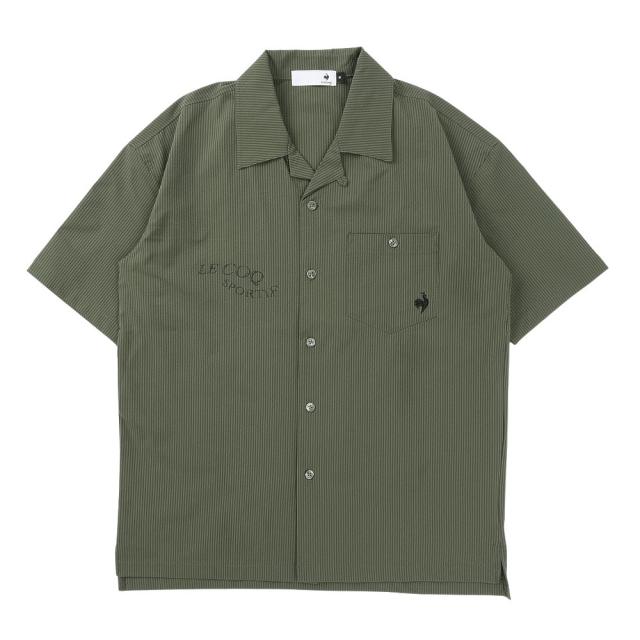 【ポイント5％！5/3 21:00〜22:59限定】ルコックスポルティフ(lecoqsportif)ゴルフウェア 吸汗速乾 サッカーストライプ半袖開襟シャツ LG6SHS84M …