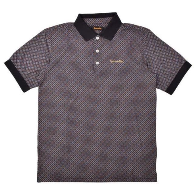 レザレクション(Resurrection)ゴルフウェア 七宝パターン 半袖ポロシャツ BF12PS16-M BLK(Men’s)