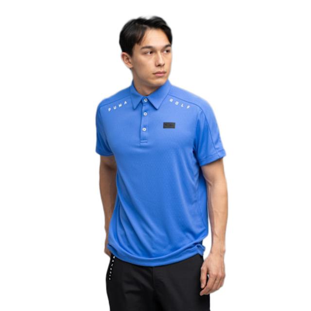 プーマ(PUMA)ゴルフウェア 吸汗速乾 PB ジャガード 半袖 ポロシャツ 637957-01(Men’s)
