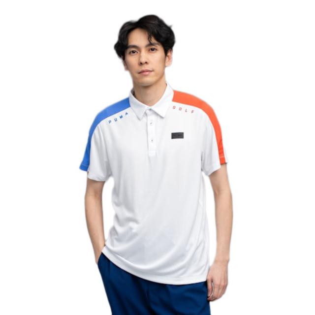 プーマ(PUMA)ゴルフウェア 吸汗速乾 PB ジャガード 半袖 ポロシャツ 637957-03(Men’s)