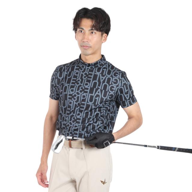 ウノ ピゥ ウノ ウグァーレ トレ(1PIU1UGUALE3)ゴルフウェア モックネック 半袖 メンズ ビッグロゴ ショートス…