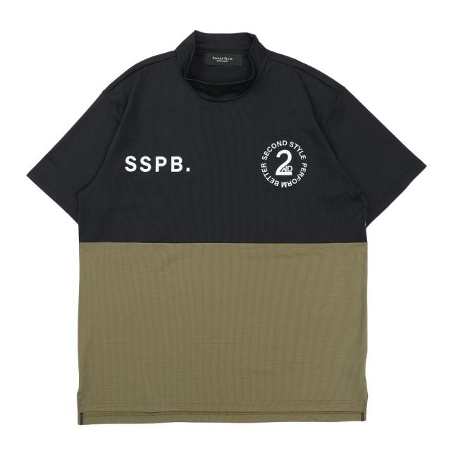 Second Style(Second Style)ゴルフウェア 接触冷感 ビッグ半袖モックネック 242223-BLK(Me…