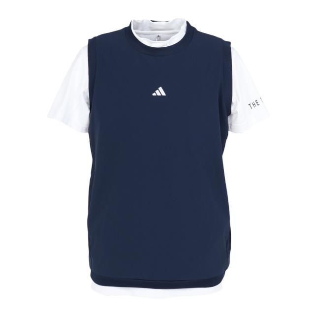 アディダス(adidas)ゴルフウェア 吸汗速乾 2IN1 半袖モックネックシャツ ウィンドベスト付き OFG53-KL526…