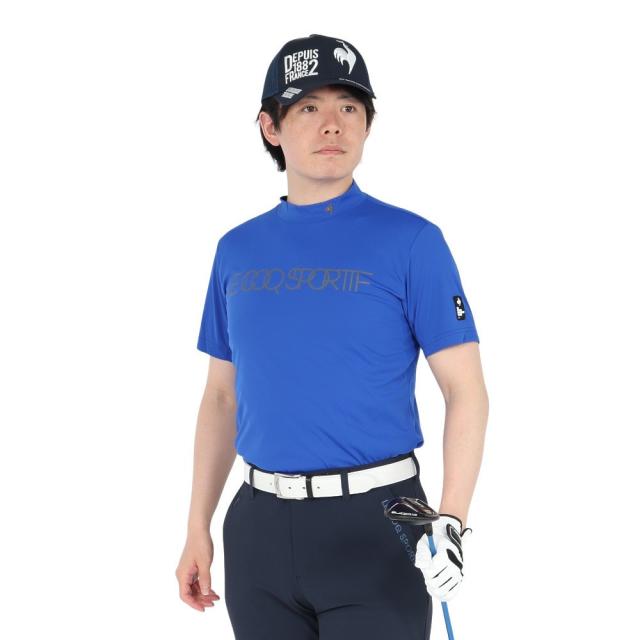 ルコックスポルティフ(lecoqsportif)ゴルフウェア 吸汗速乾 半袖 カラーブロック柄 モックネック 半袖シャツ LG…