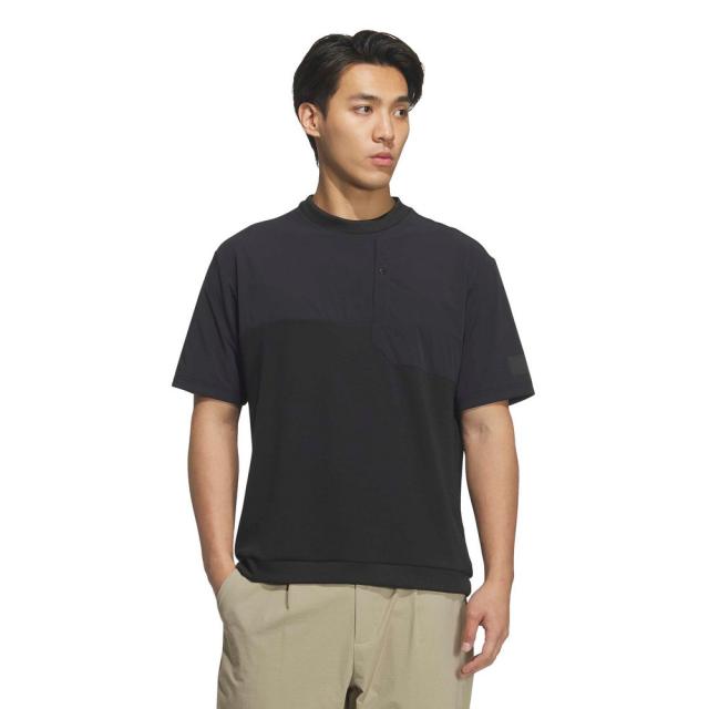 【ポイント5％！5/3 21:00〜22:59限定】アディダス(adidas)ゴルフ メンズ クルーネック ハイブリッド 半袖シャツ L2081-KD0934BLK(Men’s)