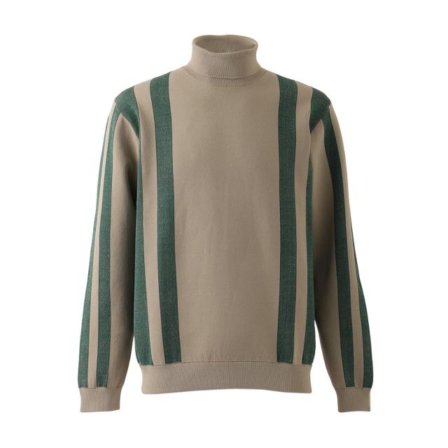 フィドラ(FIDRA)ゴルフウェア 変形ストライプ 長袖 モックネックニット FD5UTJ16 BEG(Men’s)