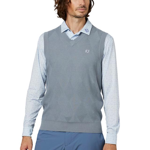 フットジョイ(FOOT JOY)ゴルフウェア アーガイル柄  Vネックベスト セーター FJ-F25-M07 38558(Me…