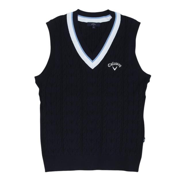 キャロウェイ(CALLAWAY)ゴルフウェア ミニケーブル編み Vネック ニットベスト C26119100-1120(Men’…