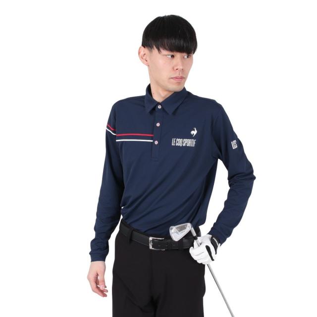 ルコックスポルティフ(lecoqsportif)ゴルフウェア 吸汗速乾 鹿の子 長袖シャツ LG5SLS00M NV00(Me…