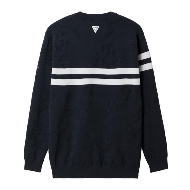 【ポイント5％！5/3 21:00〜22:59限定】ルコックスポルティフ(lecoqsportif)ゴルフウェア モザイク柄 ジャガード 長袖セーター LG5FST00M NV0…_1