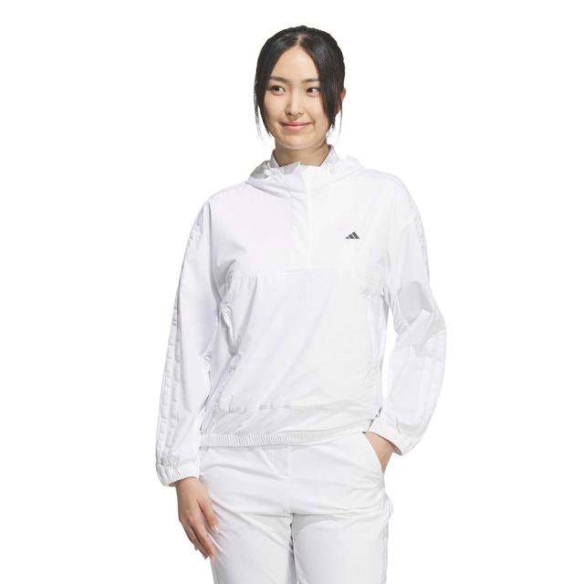 アディダス(adidas)ゴルフウェア スリーストライプス 撥水 ハーフジップ フーディー TT819-KD7200W(Lad…