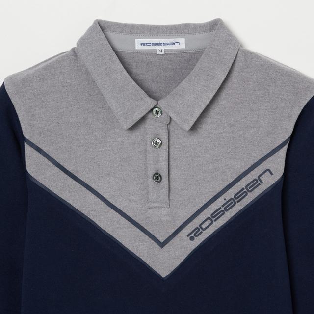 ROSASEN(ROSASEN)ゴルフウェア 吸湿発熱 切替 長袖ポロシャツ 048