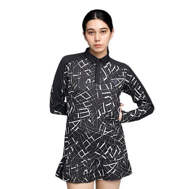 プーマ(PUMA)ゴルフウェア 吸水速乾 シャドウキャット グラフィック 長袖ポロシャツ 635819-01(Lady’s)