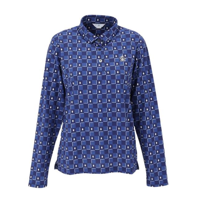 マンシング(MUNSING)ゴルフウェア ブロックチェック柄プリント 長袖ポロシャツ MG5FLS81L NV00(Lady’…