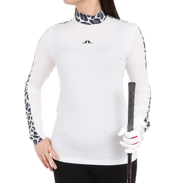 J.LINDEBERG(J.LINDEBERG)ゴルフウェア ハイネック 長袖インナー レオパード柄プリントコンプレッション …